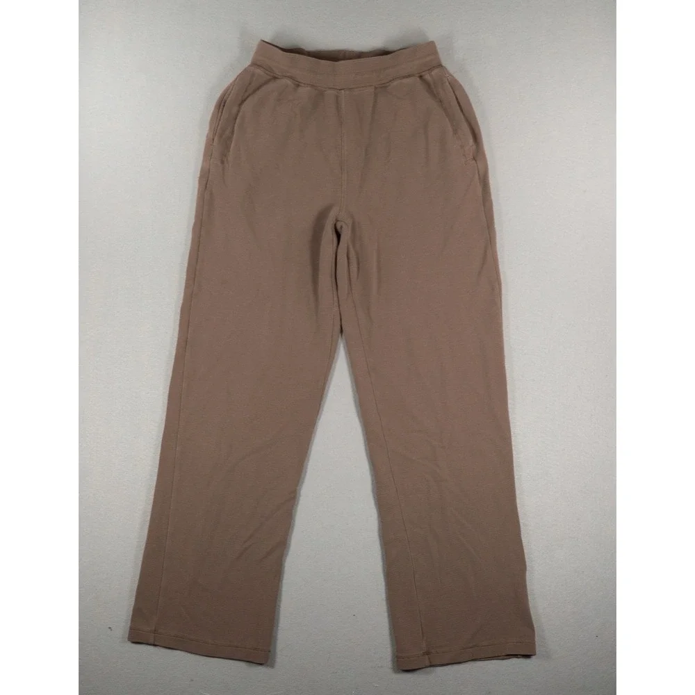Alo Yoga Womens Waffle Knit Straight Leg Sweatpants Brown Small